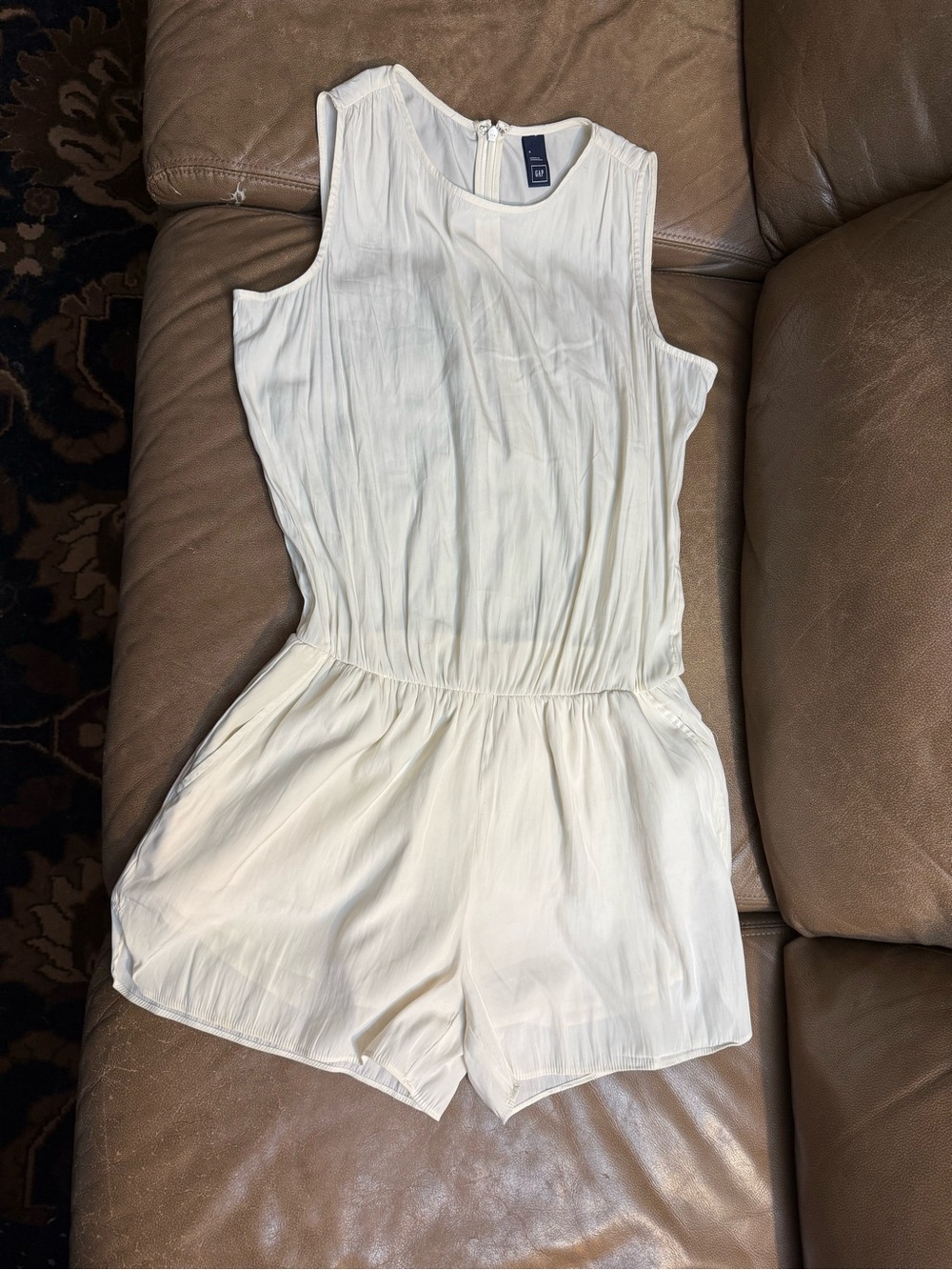 GAP Cream Sleeveless Romper - Elastic Waist Casual Jumpsuit
